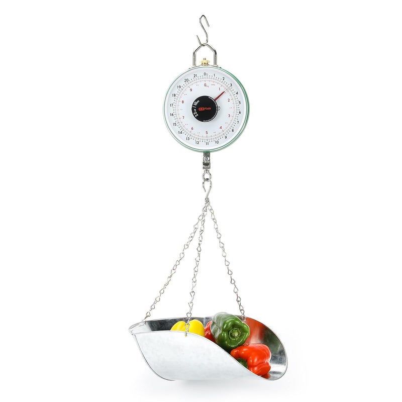 ta da 22LBS Double-Sided Dial Mechanical Hanging Scale with Scoop/Chain for Farm, Kitchen Food and Produce Weighing - Image 1